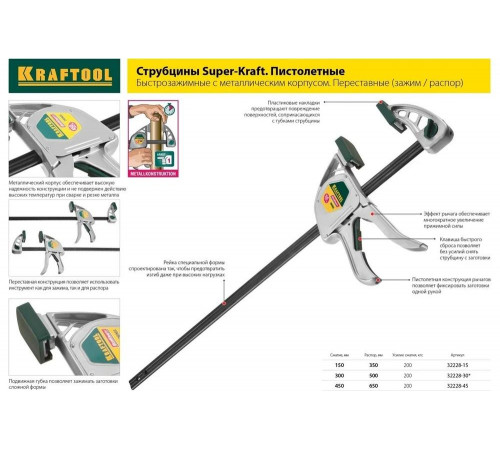 KRAFTOOL F 300х80 мм, струбцина 32011-080-300