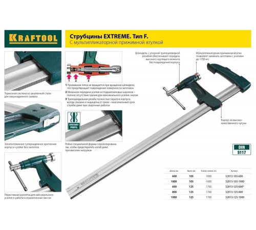 KRAFTOOL F 300х80 мм, струбцина 32011-080-300