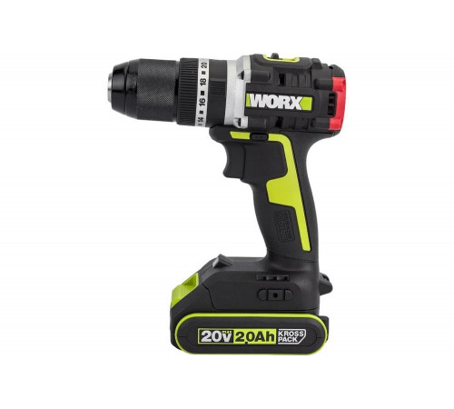 Аккумуляторная дрель-шуруповерт WORX Professional ударный, бесщеточный 20В, 60Нм, 2Ач х2, ЗУ 2 Ач, сумка WU369 Аккумуляторная дрель-шуруповерт WORX Professional ударный, бесщеточный 20В, 60Нм, 2Ач х2, ЗУ 2 Ач, сумка WU369