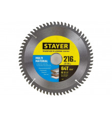 Пильный диск по алюминию STAYER Multi Material 216x32/30 мм, 64Т, супер чистый рез 3685-216-32-64