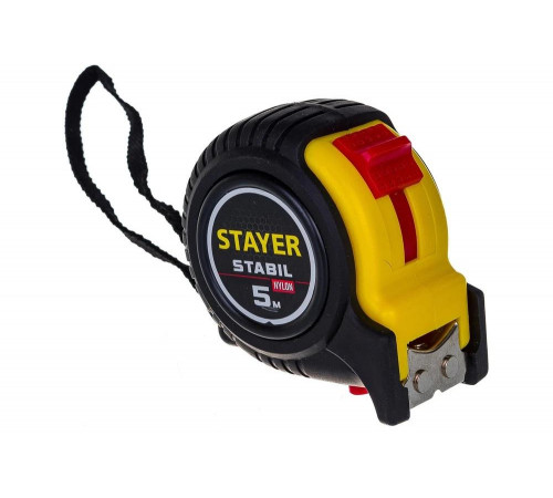 STAYER 5 м х 19 мм, ударостойкий, обрезиненный корпус, два фиксатора, рулетка 34131-05_z02 STAYER 5 м х 19 мм, ударостойкий, обрезиненный корпус, два фиксатора, рулетка 34131-05_z02