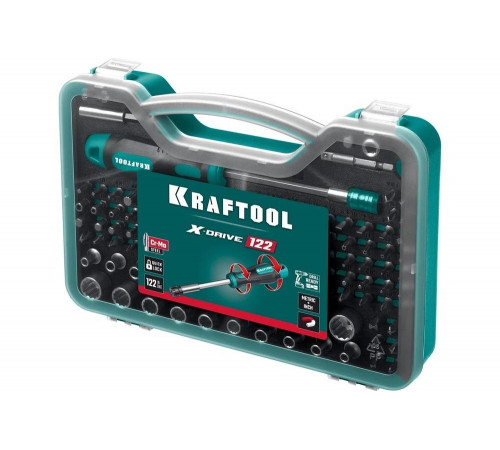 Набор: отвертка-битодержатель с насадками KRAFTOOL X-drive-122 122 шт. 26816
