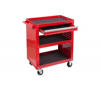 Красная открытая тележка (3 полки и ящик) МАСТАК 520-01580