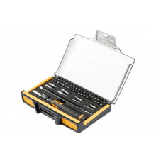 Отвертка с набором бит и торцевых головок для точных работ Denzel гибкий привод, 48 шт, crmo 7711599