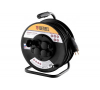 Силовой удлинитель на стальной катушке DENZEL КГ 3х2,5 мм, 20м 95989