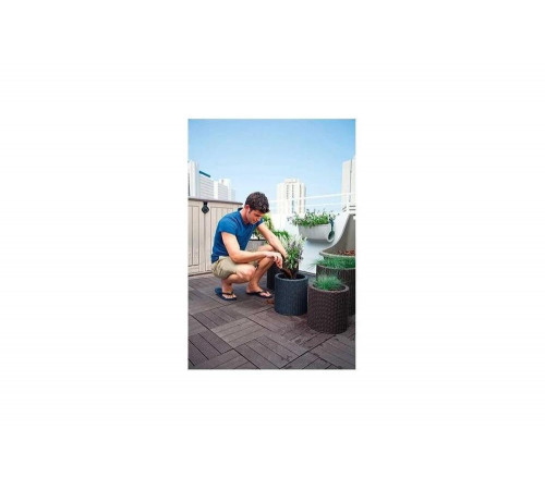 Кашпо KETER Cylinder Planter S серый 224124 Кашпо KETER Cylinder Planter S серый 224124