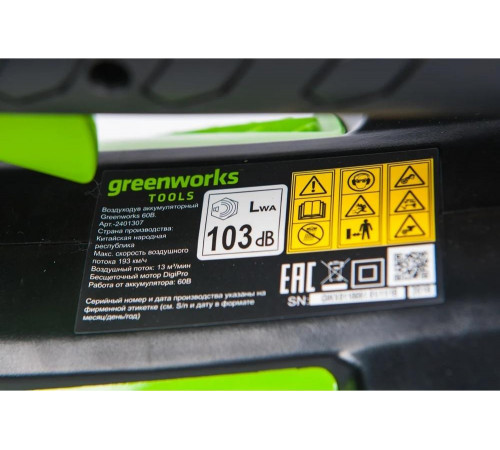 Аккумуляторный воздуходув Greenworks GD60AB