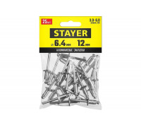 Алюминиевые заклепки Stayer Pro-FIX, 6.4х12 мм, 25шт 3120-64-12