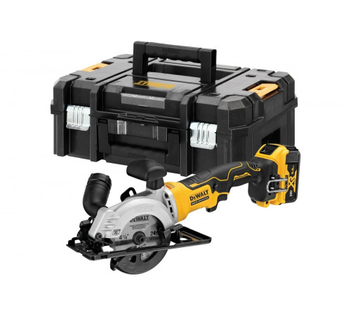 Аккумуляторная дисковая пила Dewalt DCS571P2, 18 В, 115 мм, 4400 об/мин, с 2 АКБ 5 Ач и ЗУ, в кейсе TSTAK DCS571P2-QW