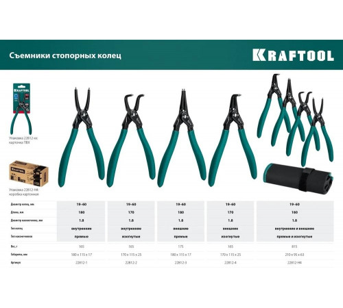 KRAFTOOL 170 мм, съемник стопорных колец, внутренний, изогнутый 22812-2 KRAFTOOL 170 мм, съемник стопорных колец, внутренний, изогнутый 22812-2