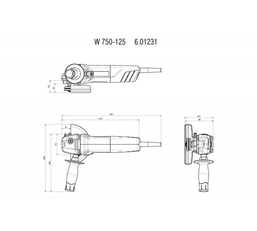 Угловая шлифмашина Metabo W 750-125 601231000 Угловая шлифмашина Metabo W 750-125 601231000