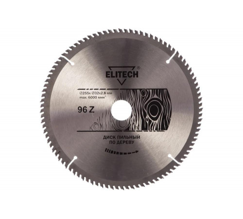 Диск пильный по дереву (255х32/30 мм; 2.8 мм; 96Z) Elitech 1820.057000 Диск пильный по дереву (255х32/30 мм; 2.8 мм; 96Z) Elitech 1820.057000