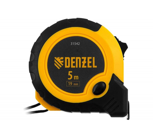 Рулетка Denzel 5 м, 19 мм, двухкомпонентный корпус, кнопка-пауза 31542 Рулетка Denzel 5 м, 19 мм, двухкомпонентный корпус, кнопка-пауза 31542