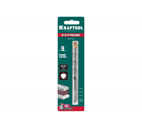 KRAFTOOL 9 х 120 мм, 3-х гранный хвостовик, сверло по бетону EXTREME 29166-120-09
