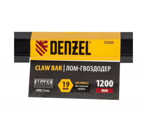 Лом-гвоздодер Denzel 1200 мм, шестигранный 19 мм, окрашенный, сталь 65 25205 Лом-гвоздодер Denzel 1200 мм, шестигранный 19 мм, окрашенный, сталь 65 25205