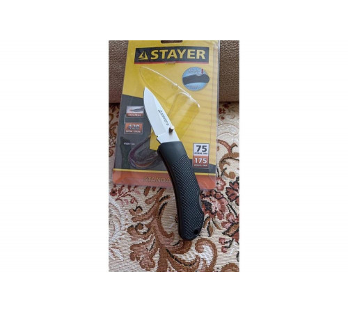 STAYER 75 мм, 2,35 мм, обрезиненная ручка, складной нож 47600-1_z01 STAYER 75 мм, 2,35 мм, обрезиненная ручка, складной нож 47600-1_z01