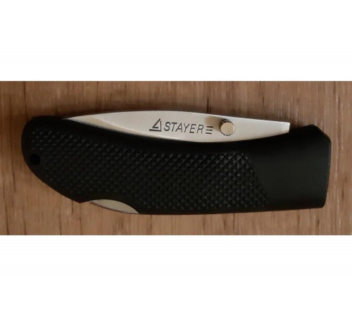 STAYER 75 мм, 2,35 мм, обрезиненная ручка, складной нож 47600-1_z01 STAYER 75 мм, 2,35 мм, обрезиненная ручка, складной нож 47600-1_z01