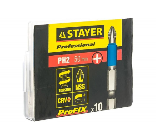 STAYER PH2, 50 мм, 10 шт., биты ProFix Phillips 26203-2-50-10_z01