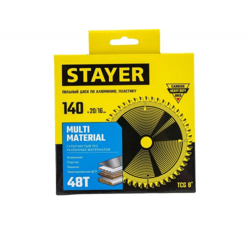 STAYER Многофункциональный пильный диск для алюминия и других материалов STAYER Многофункциональный пильный диск для алюминия и других материалов