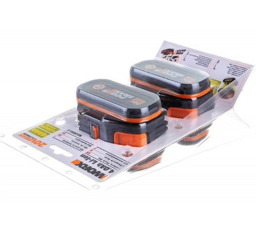 Комплект из 2х Аккумуляторов 2х20В 4.0 А/ч . WORX WA3553.2 Комплект из 2х Аккумуляторов 2х20В 4.0 А/ч . WORX WA3553.2