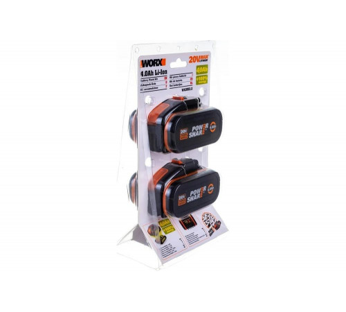Комплект из 2х Аккумуляторов 2х20В 4.0 А/ч . WORX WA3553.2 Комплект из 2х Аккумуляторов 2х20В 4.0 А/ч . WORX WA3553.2