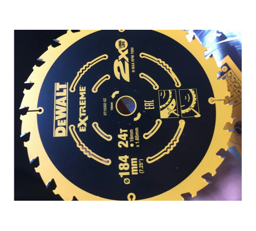 Диск пильный по дереву (184х16 мм) DEWALT DT 10302