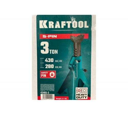 KRAFTOOL 3 т, 280-430 мм, подставка страховочная усиленная со штифтом S-PIN 43465-3