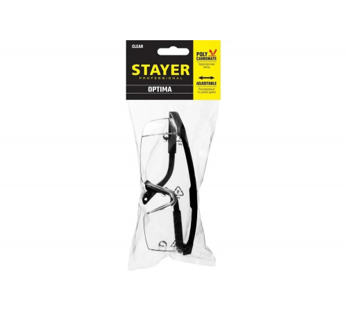 STAYER прозрачный, регулируемые по длине дужки, очки защитные OPTIMA 2-110451_z01 STAYER прозрачный, регулируемые по длине дужки, очки защитные OPTIMA 2-110451_z01