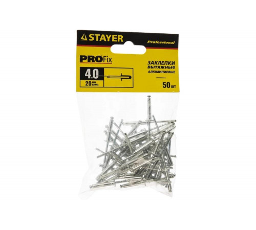 STAYER 4.0 х 20 мм, 50 шт., заклепки алюминиевые ProFIX 3120-40-20 STAYER 4.0 х 20 мм, 50 шт., заклепки алюминиевые ProFIX 3120-40-20