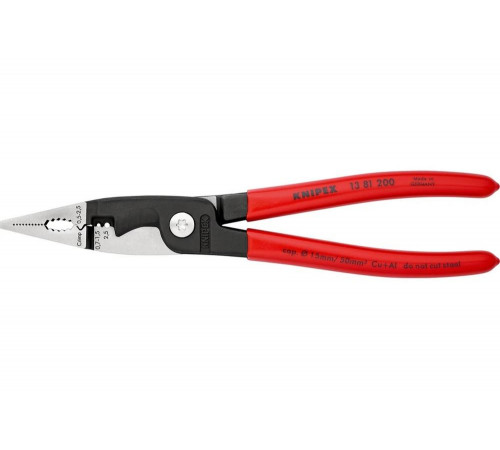 Электромонтажные клещи Knipex 6-в-1, 200 мм, чёрные, 1К ручки, KN-1381200SB Электромонтажные клещи Knipex 6-в-1, 200 мм, чёрные, 1К ручки, KN-1381200SB