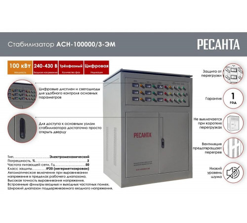 Трехфазный стабилизатор Ресанта АСН 100000/3