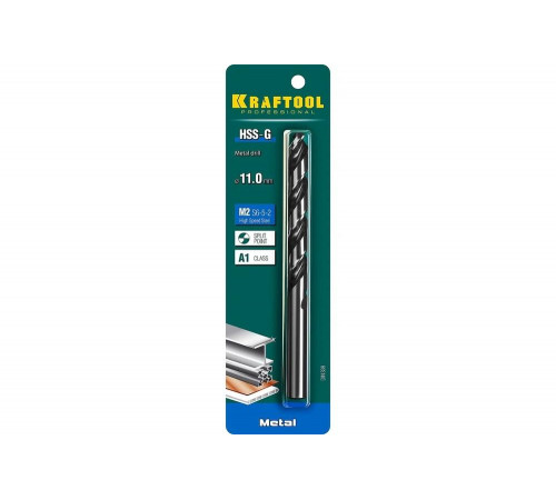 KRAFTOOL Ø 11 х 142 мм, HSS-G, сталь М2 (S6-5-2), класс A, сверло по металлу 29651-11 Pro KRAFTOOL Ø 11 х 142 мм, HSS-G, сталь М2 (S6-5-2), класс A, сверло по металлу 29651-11 Pro