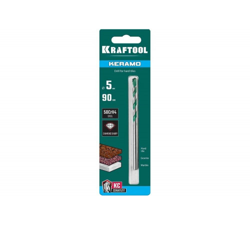 Сверло по керамограниту KRAFTOOL Keramo 5x90 мм 29175-090-5 Сверло по керамограниту KRAFTOOL Keramo 5x90 мм 29175-090-5