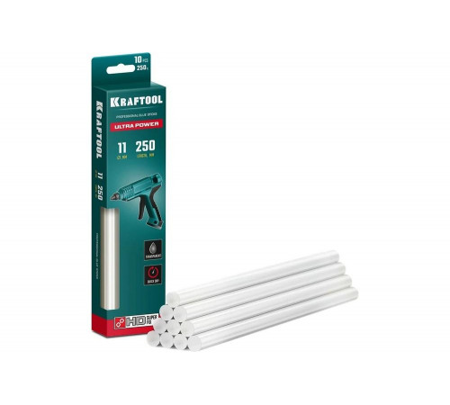 KRAFTOOL 10 шт., 250 г, 11 x 250 мм (11-12 мм), прозрачные, ультрамощные клеевые стержни 06848-10 KRAFTOOL 10 шт., 250 г, 11 x 250 мм (11-12 мм), прозрачные, ультрамощные клеевые стержни 06848-10