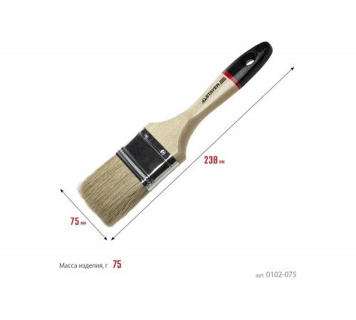 Плоская кисть STAYER UNIVERSAL-EURO 0.075, 238мм, 75мм,18 мм, Арт. 0102-075 Плоская кисть STAYER UNIVERSAL-EURO 0.075, 238мм, 75мм,18 мм, Арт. 0102-075