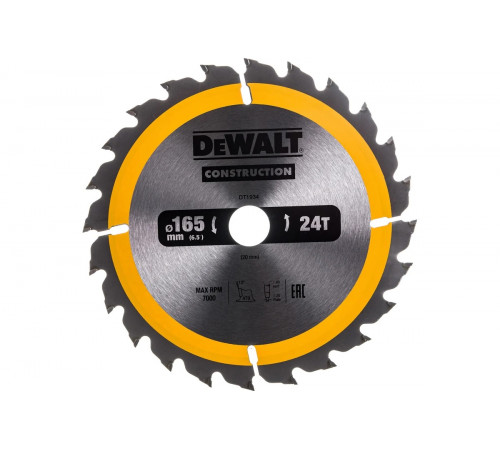 Пильный диск CONSTRUCT (165х20 мм; 24 ATB) DEWALT DT1934