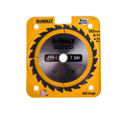 Пильный диск CONSTRUCT (165х20 мм; 24 ATB) DEWALT DT1934