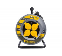 Катушка с термозащитой IEK "Professional" УК20 металлическая, 4 места, 2Р+PЕ/20м, КГ, 3х1,5мм2, IP44 WKP16-16-04-20-44