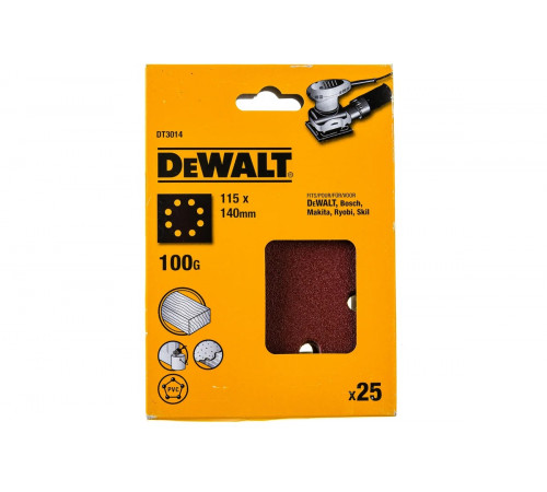 Лист шлифовальный перфорированный (25 шт; 115х140 мм; 100G) DEWALT DT3014