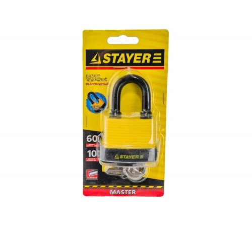 STAYER 60х30х50,5 мм, пластиковая защита корпуса, всепогодный, замок навесной 37140-50 STAYER 60х30х50,5 мм, пластиковая защита корпуса, всепогодный, замок навесной 37140-50