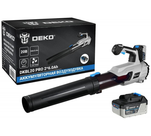 Бесщеточная аккумуляторная садовая воздуходувка DEKO DKBL20 PRO 20 В, 2x6.0 А*ч 063-4362