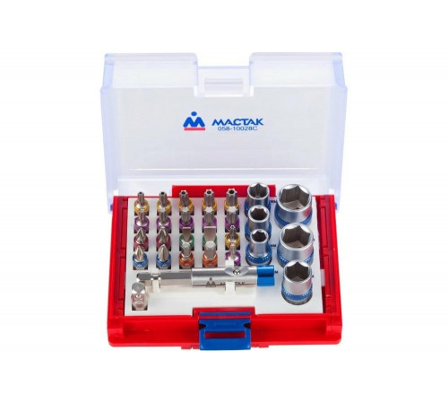 Набор вставок (бит) 1/4", PH, PZ, Hex, Torx, Slotted, 28 предметов МАСТАК 058-10028C Набор вставок (бит) 1/4", PH, PZ, Hex, Torx, Slotted, 28 предметов МАСТАК 058-10028C