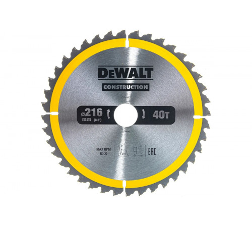 Пильный диск CONSTRUCT (216х30 мм; 40 ATB) DEWALT DT1953