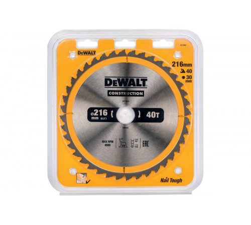 Диск пильный по дереву Dewalt CONSTRUCTION 216x30x1.7 мм DT1953-QZ