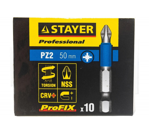 STAYER PZ2, 50 мм, 10 шт., биты ProFix Pozidriv 26223-2-50-10_z01 STAYER PZ2, 50 мм, 10 шт., биты ProFix Pozidriv 26223-2-50-10_z01
