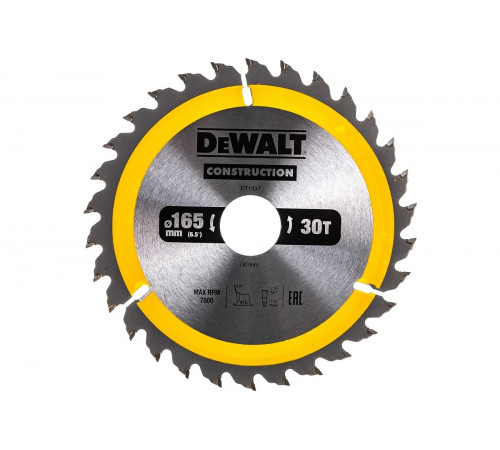 Пильный диск CONSTRUCT 165х30 мм, 30Т, ATB +10град DEWALT DT1937