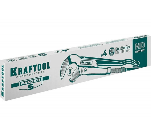 KRAFTOOL  PANZER-S, №4, 3", 670 мм, Трубный ключ с изогнутыми губками (2733-30_z02)