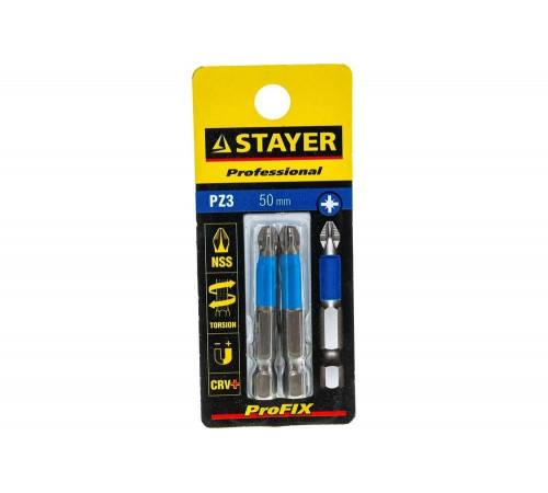 STAYER PZ3, 50 мм, 2 шт., биты PROFI 26223-3-50-02 STAYER PZ3, 50 мм, 2 шт., биты PROFI 26223-3-50-02