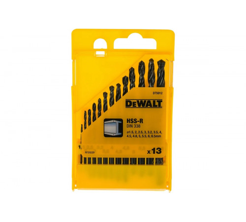 Набор сверл по металлу в пластиковой кассете 13 шт. (1,5-6,5 мм; HSS-R) DEWALT DT 5912