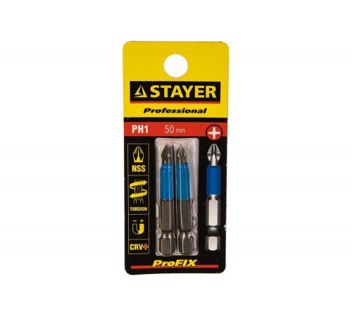 STAYER PH1, 50 мм, 2 шт., биты proFIX 26203-1-50-02 Professional STAYER PH1, 50 мм, 2 шт., биты proFIX 26203-1-50-02 Professional